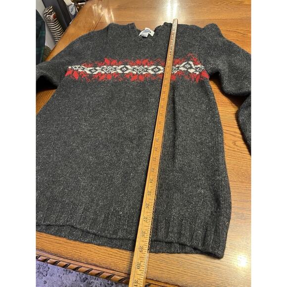 Vintage Old Navy Gray Red Snowflake Print Wool Sweater Size Large Y2K Holiday - Picture 5 of 7